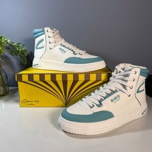 Circus NY by Sam Edelman Irving White‎ Teal High Top Sneakers Women's Size 9.5